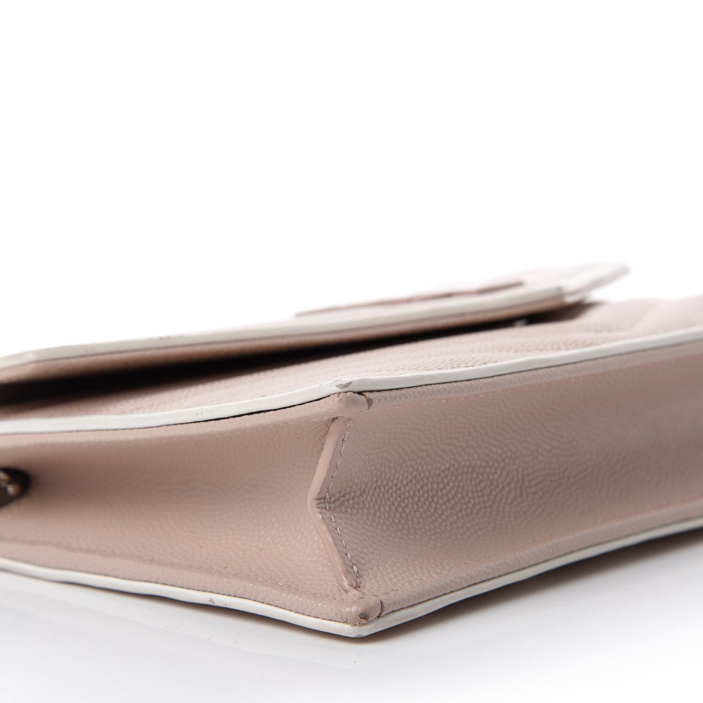 Grain De Poudre Matelasse Chevron Monogram Envelope Chain Wallet Pink White