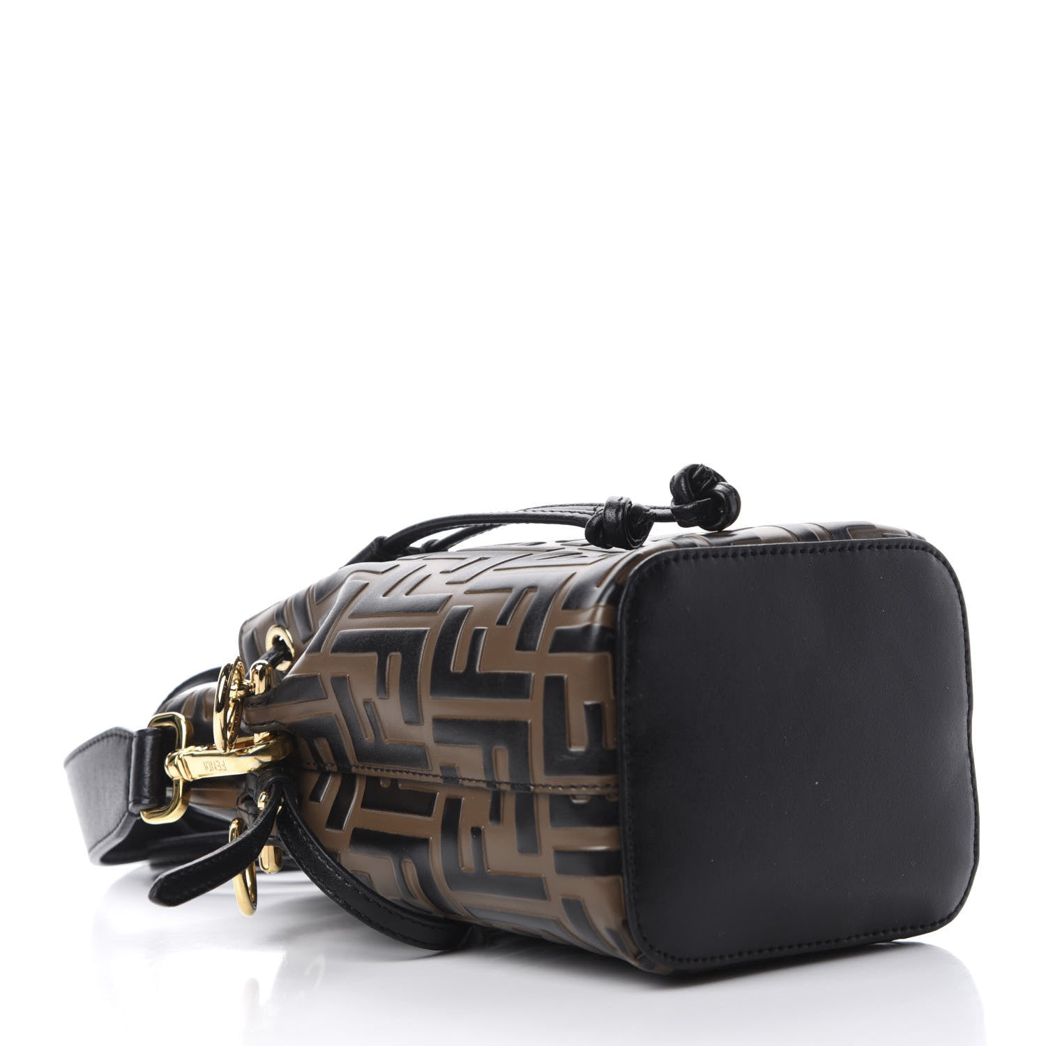 Fendi Vitello Liberty F is Fendi Bi-Color FF 1974 Embossed Mini Mon Tresor Bucket Bag Maya Black 5 of 15