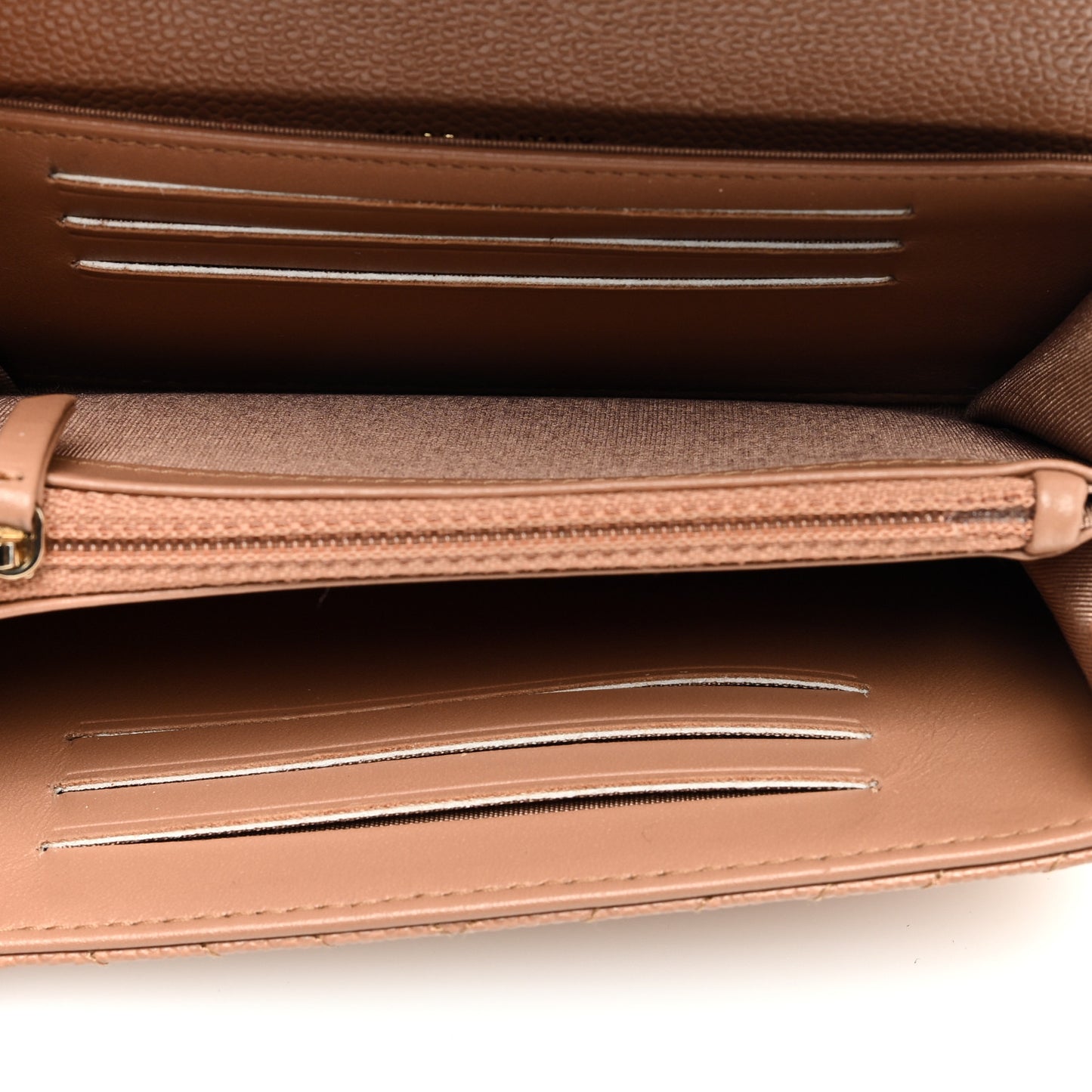 Caviar Chevron Quilted Medium Boy Flap Wallet Dark Beige