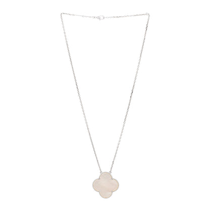 Van Cleef & Arpels 18K White Gold Mother of Pearl Magic Alhambra Pendant Necklace 3 of 6