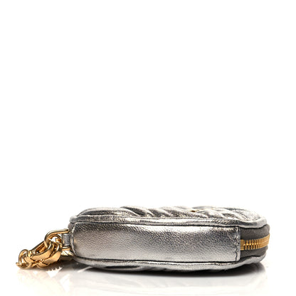 Miu Miu Metallic Nappa Matelasse Heart Wristlet Pouch Cromo 3 of 8