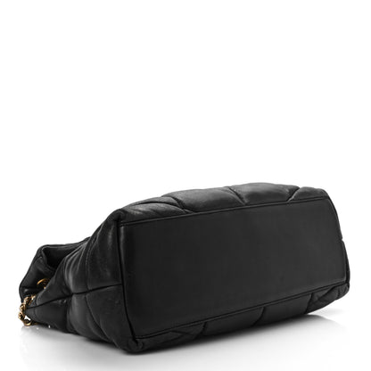 Saint Laurent Lambskin Quilted Medium Loulou Puffer Monogram Chain Satchel Black 4 of 9
