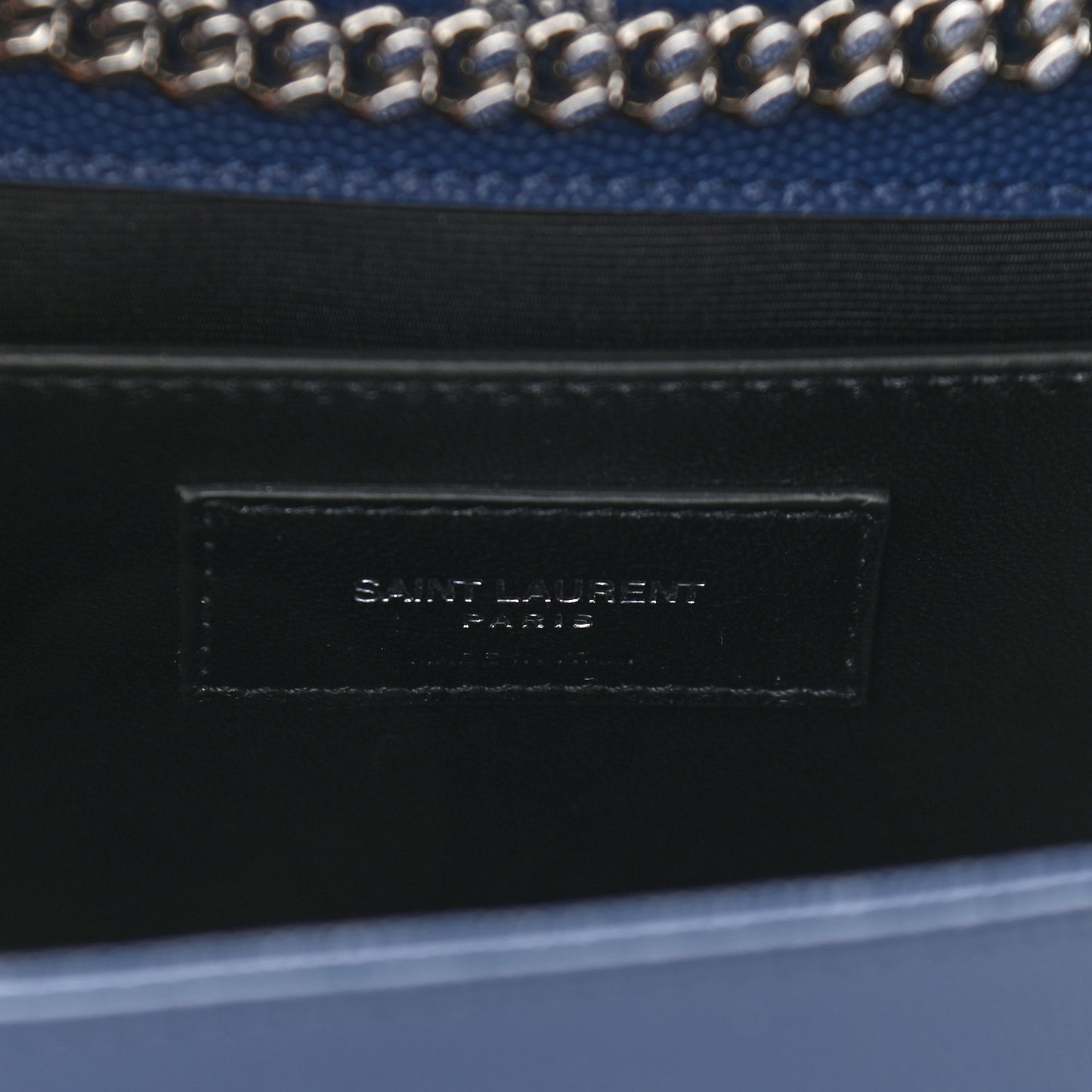 Grain De Poudre Medium Classic Monogram Kate Satchel Denim Blue