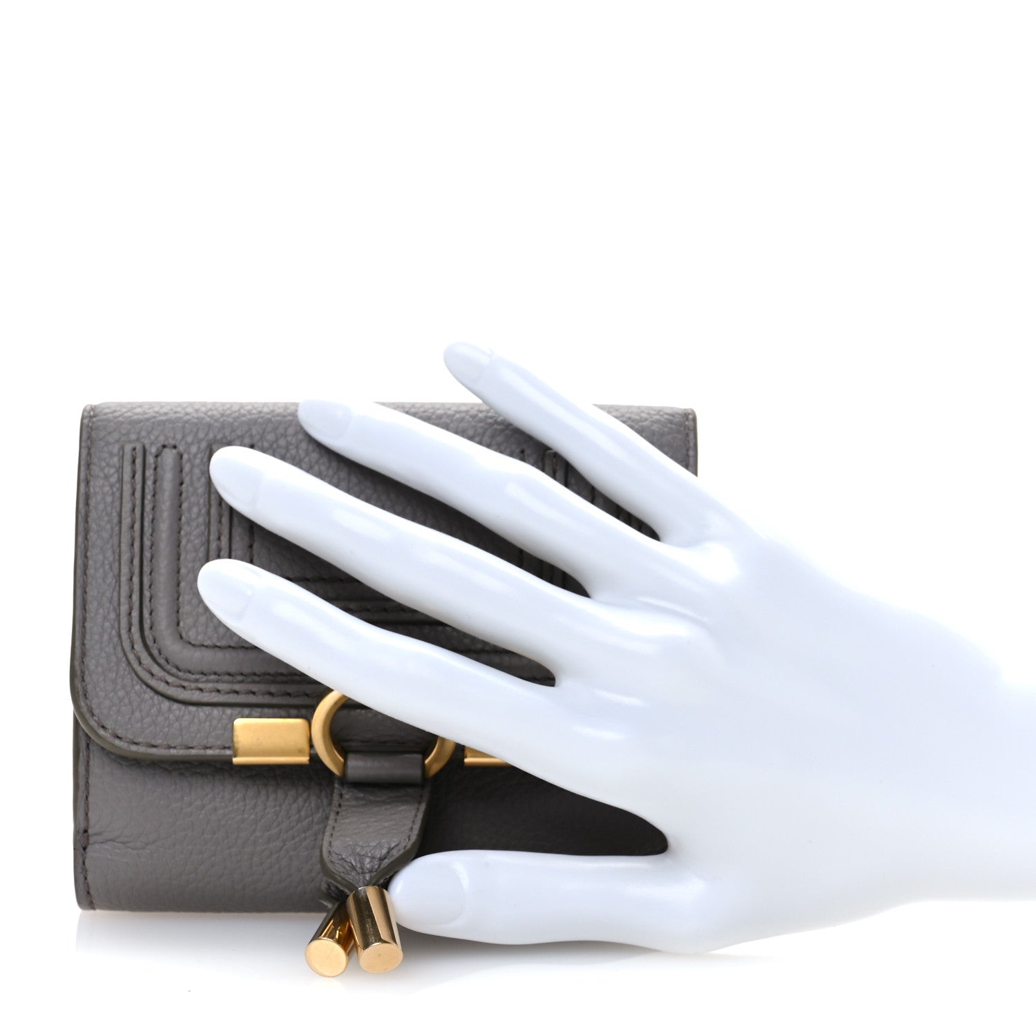 Chloe Grained Calfskin Marcie Square Wallet Cashmere Grey 2 of 10