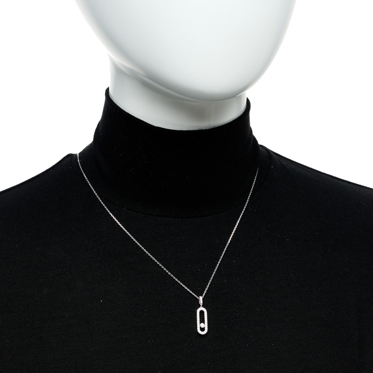 Messika 18K White Gold Diamond LM Move Uno Pave Pendant Necklace 2 of 6