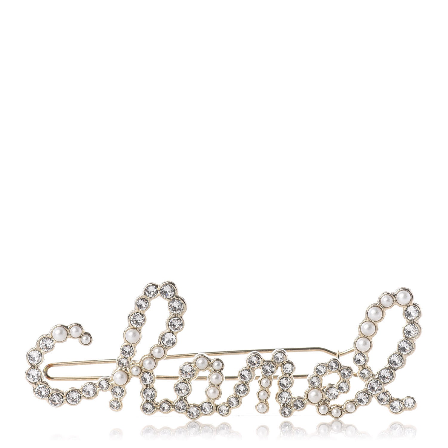 Chanel Metal Glass Swirling Pearls Hair Clip Gold 1 of 4