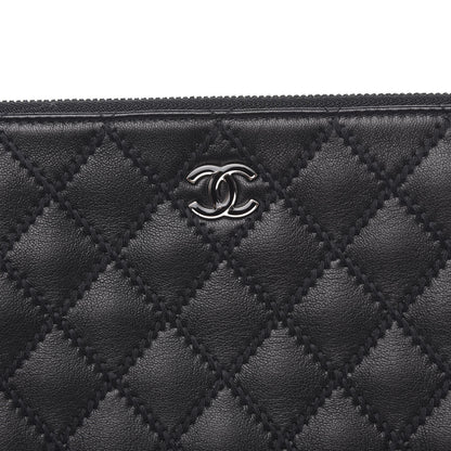 Chanel Sheepskin Stitched Lacquered CC Medium Cosmetic Case Black 10 of 11