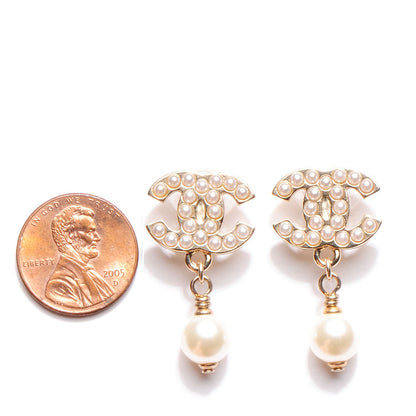 Chanel Pearl CC Drop Earrings Gold 2 of 4