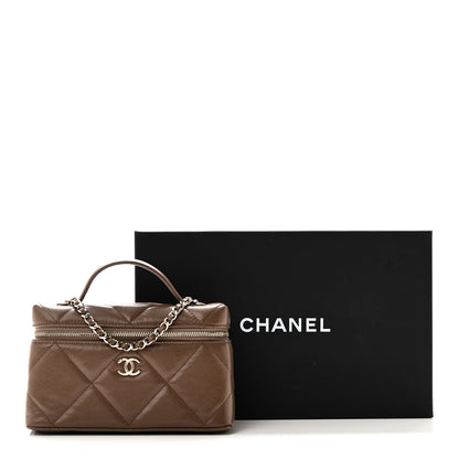 Chanel Caviar Quilted Top Handle Slim Vanity With Chain  Light Brown 11 of 11