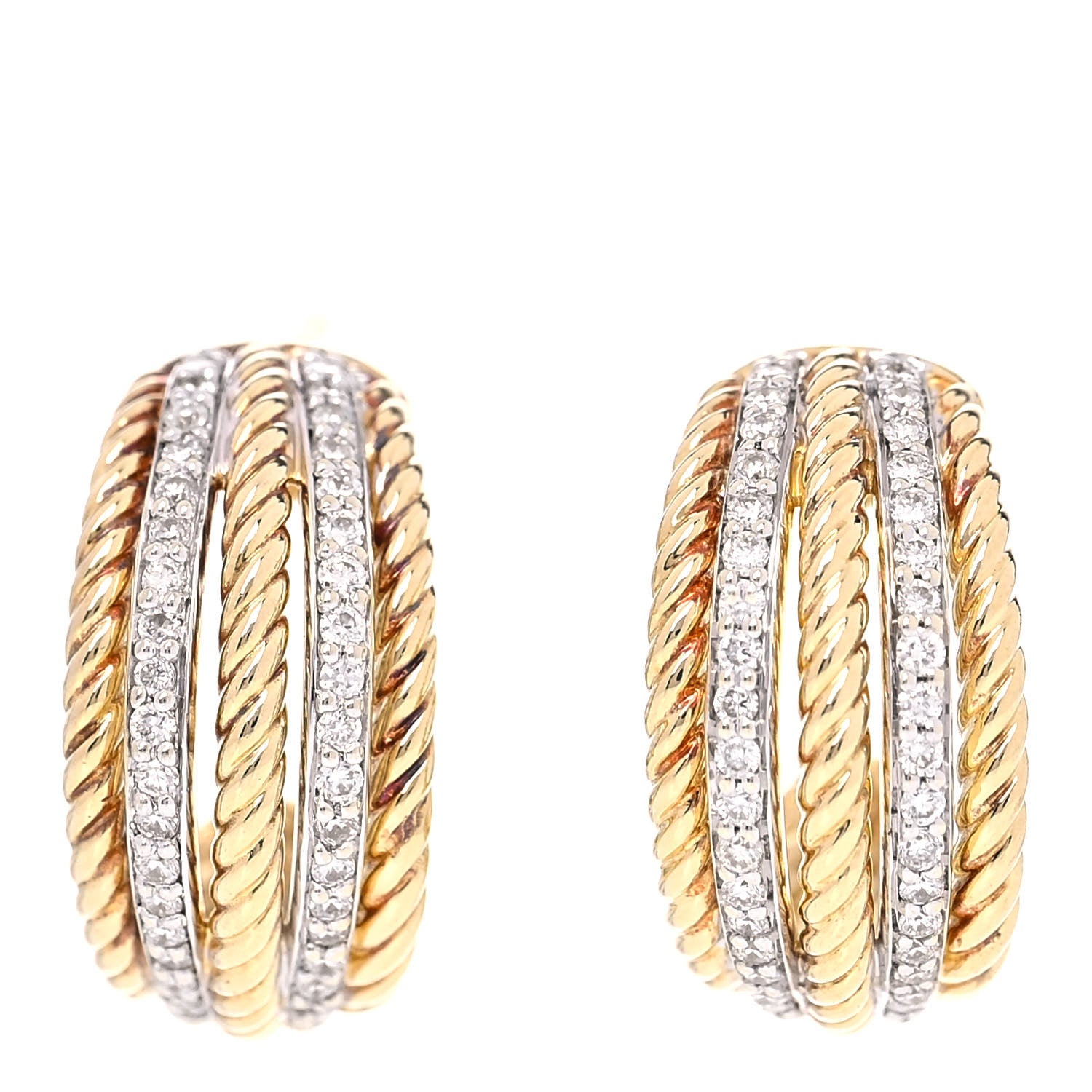 David Yurman 18K Yellow Gold Diamond Lantana Cable Earrings 1 of 4
