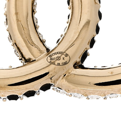Chanel Crystal CC Earrings Gold Black 4 of 4