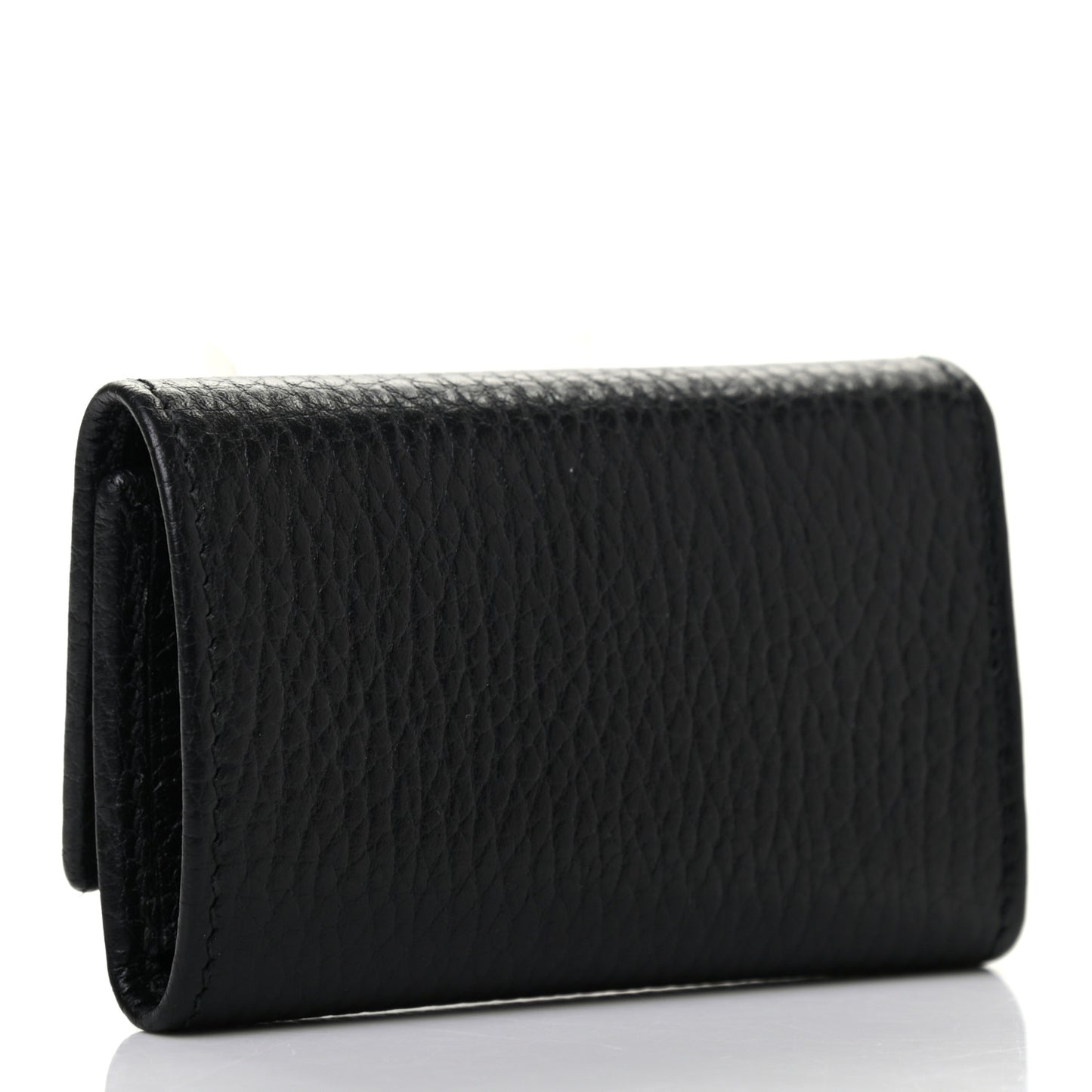 Pebbled Calfskin GG Marmont 6 Key Holder Black