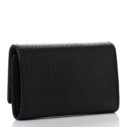 Gucci Pebbled Calfskin GG Marmont 6 Key Holder Black 3 of 7