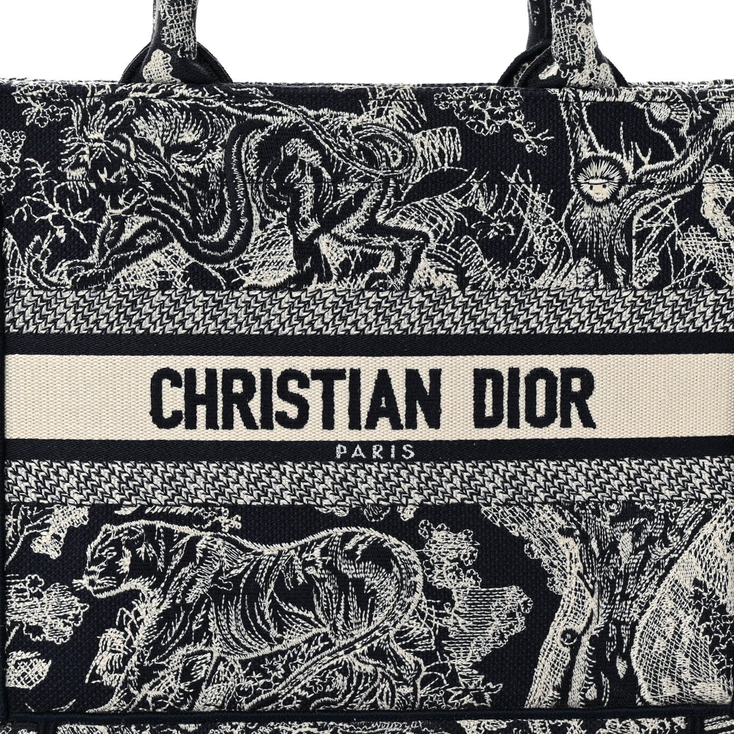 Christian Dior Canvas Embroidered Small Dioriviera Toile De Jouy Book Tote Blue 7 of 13