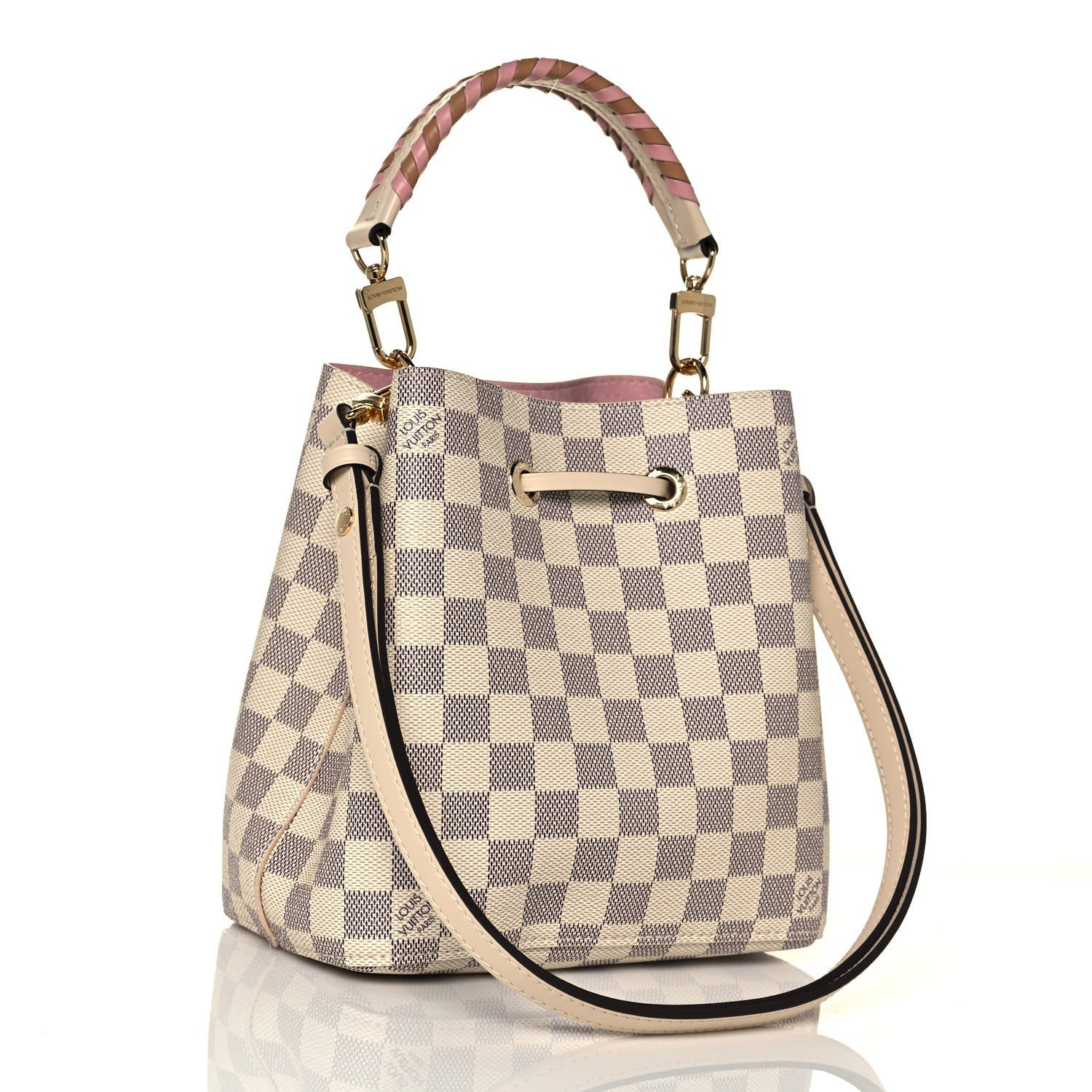 Louis Vuitton Damier Azur Braided Neonoe BB Pink 3 of 14