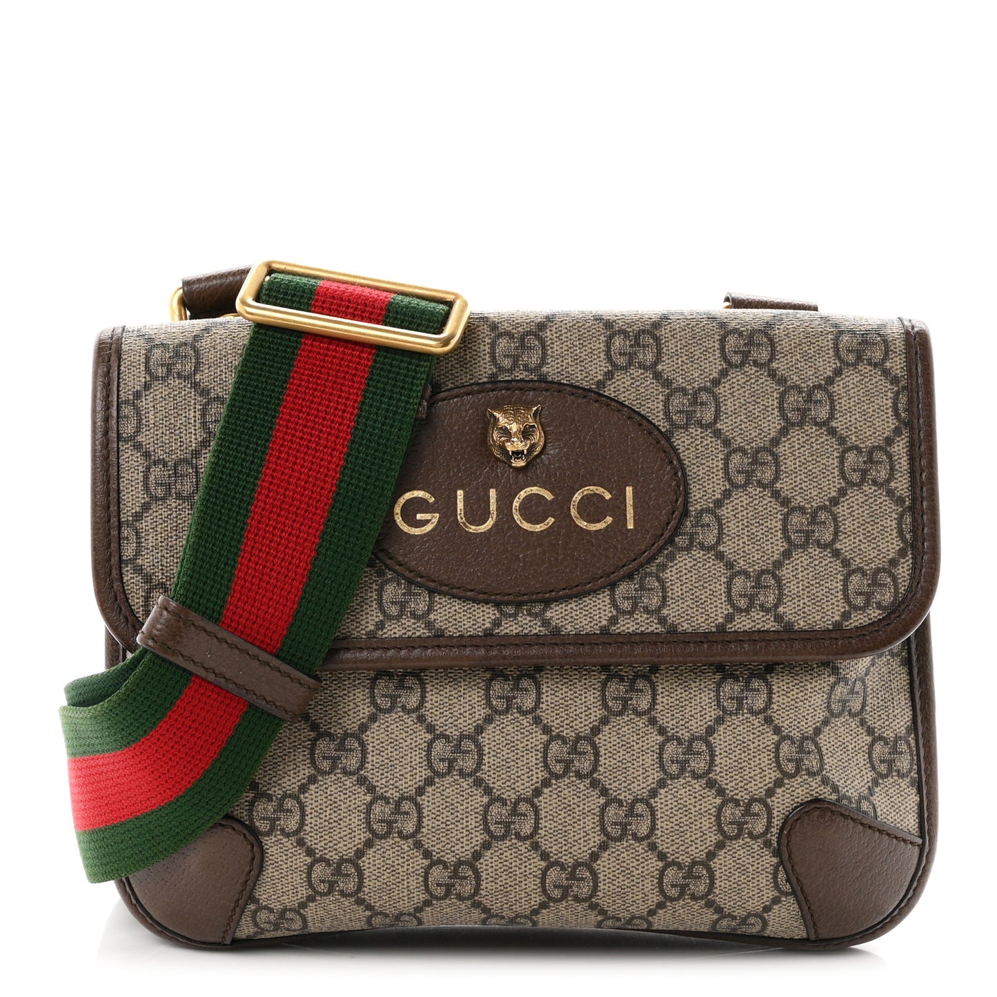 GG Supreme Monogram Web Small Neo Vintage Double Flap Messenger Bag Beige New Acero