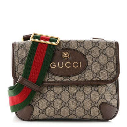 Gucci GG Supreme Monogram Web Small Neo Vintage Double Flap Messenger Bag Beige New Acero 1 of 10