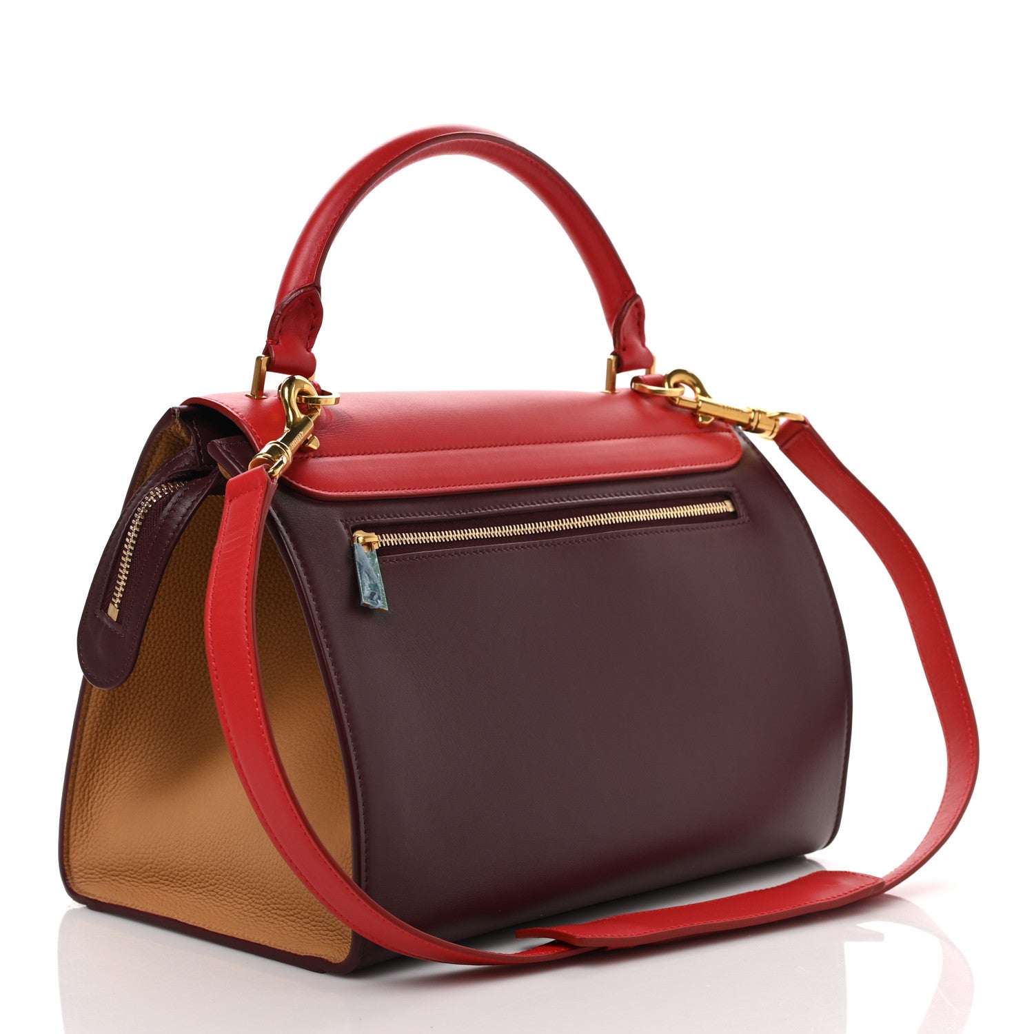 Celine Satin Baby Grained Calfskin Small Tri-Color Trapeze Carmin 3 of 9