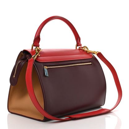Celine Satin Baby Grained Calfskin Small Tri-Color Trapeze Carmin 3 of 9