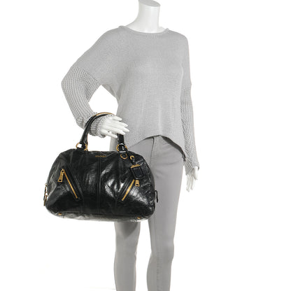 Prada Glace Calf Bowler Bag Black 2 of 8