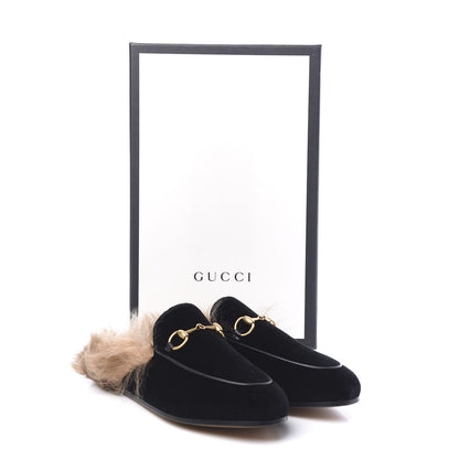 Gucci Velvet Fur Womens Princetown Slippers 36 Black 8 of 8
