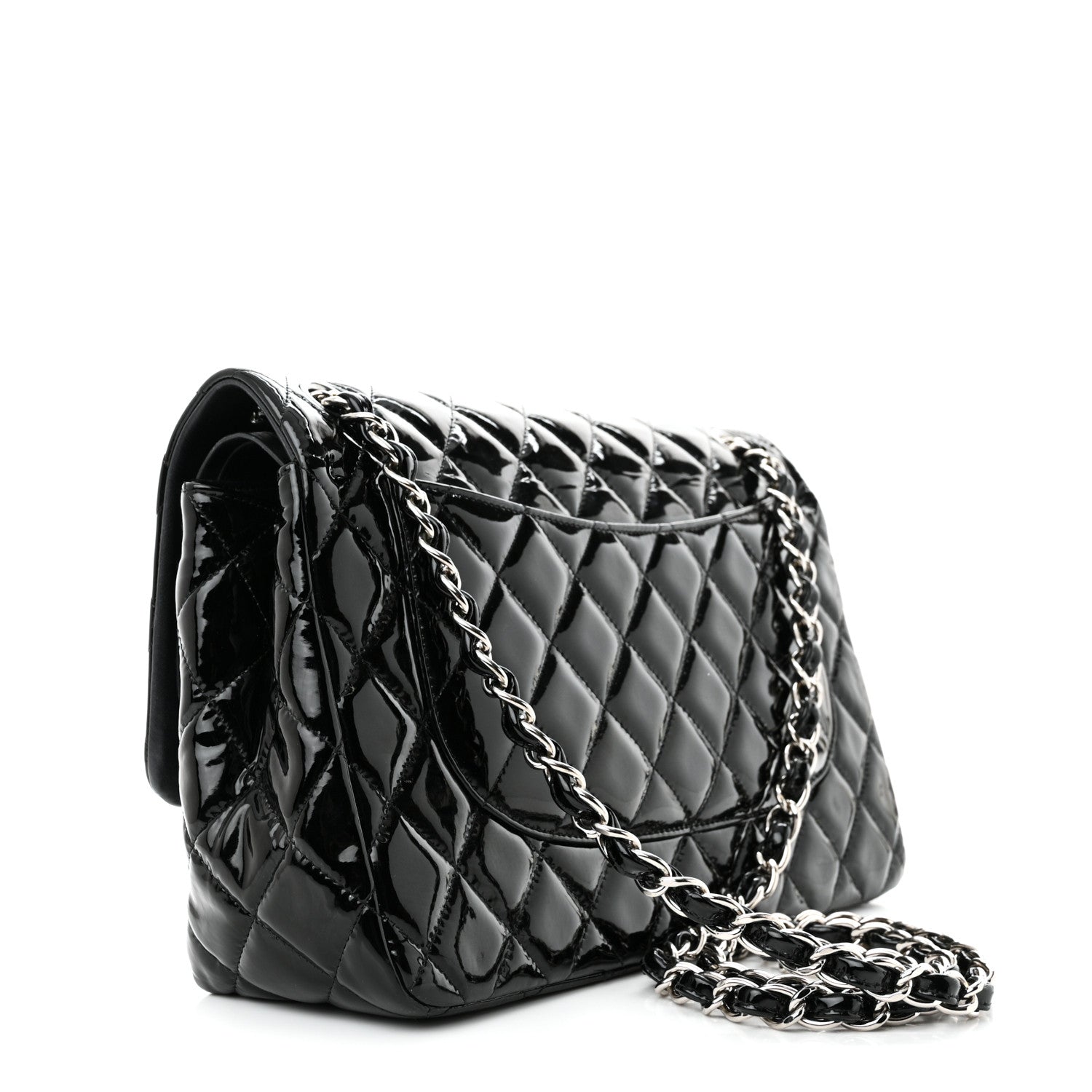 Chanel Patent Quilted Jumbo Double Flap Black 3 of 15