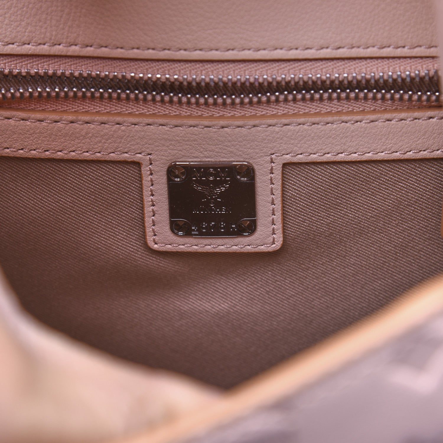 MCM Calfskin Ottomar Monogram Essential Small Backpack Pink Blush 14 of 30