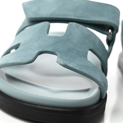 Hermes Suede Goatskin Womens Chypre Sandals 35.5 Vert d'Eau 9 of 11