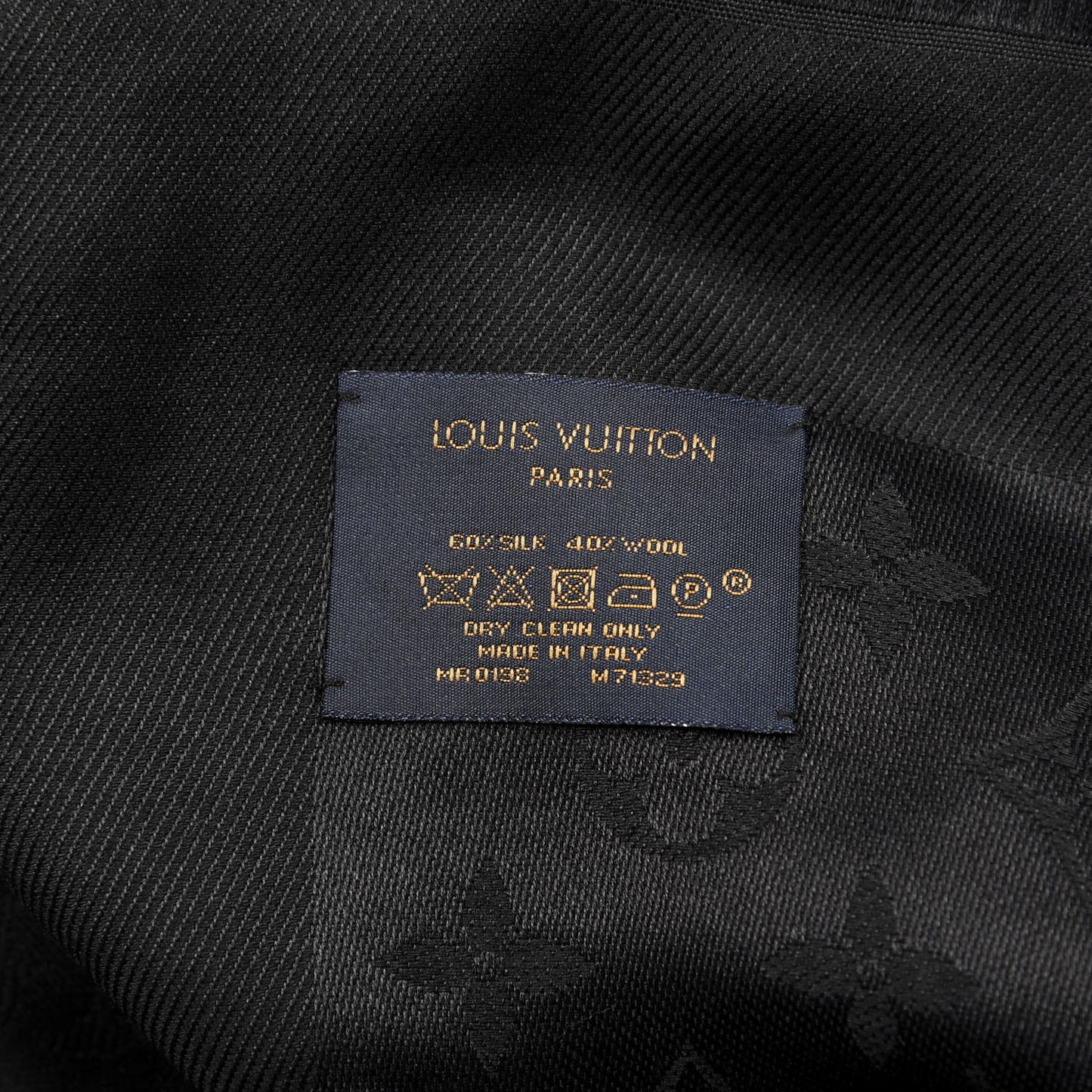 Silk Wool Monogram Shawl Black