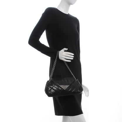 Chanel Calfskin Chocolate Bar Quilted Accordion Flap Black 2 of 12