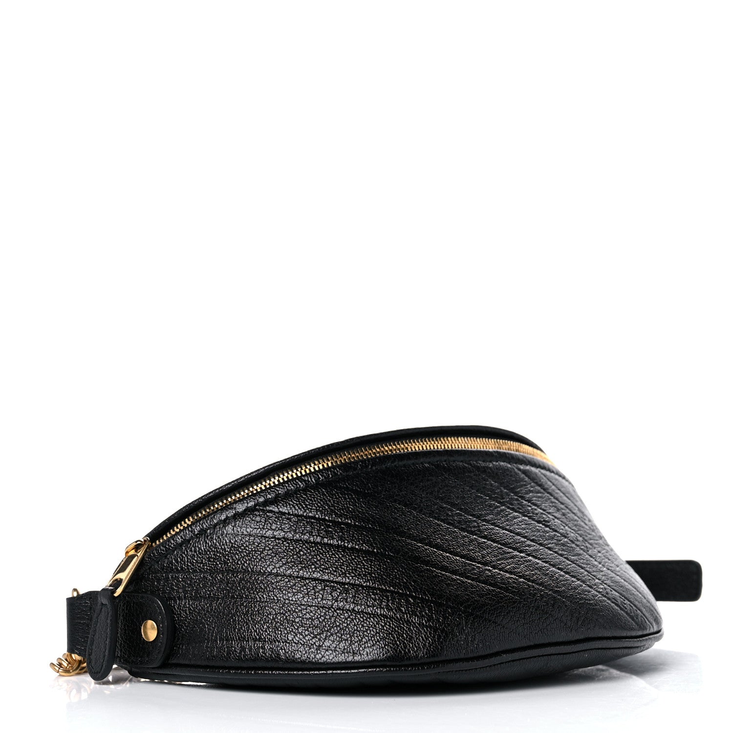Balenciaga Shiny Goatskin Allover Logo Embossed XXS Souvenir Belt Bag Black 4 of 10