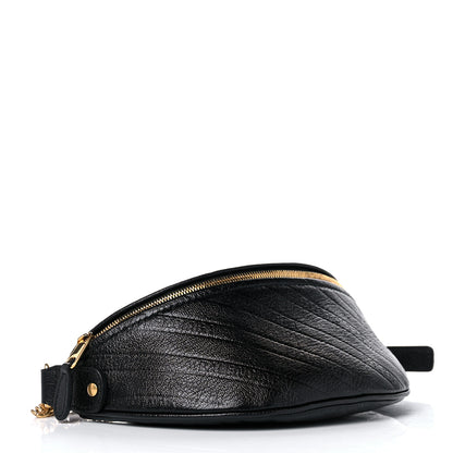 Balenciaga Shiny Goatskin Allover Logo Embossed XXS Souvenir Belt Bag Black 4 of 10