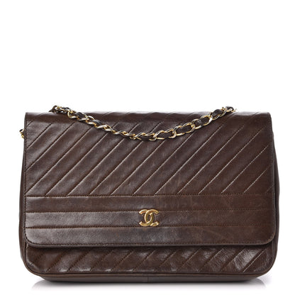 Chanel Lambskin Diagonal Quilted Small Single Flap Brown 1 of 8