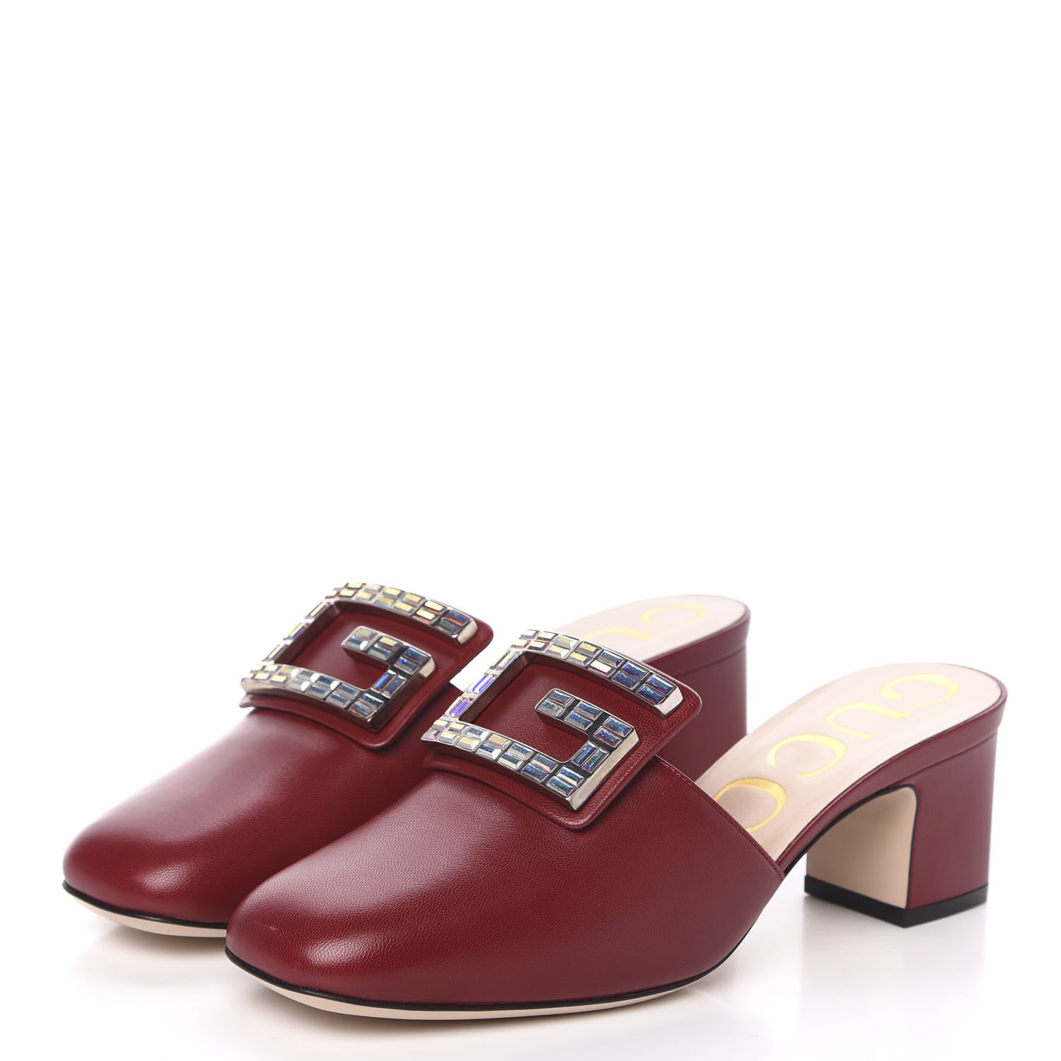 Gucci Malaga Kid Crystal Square G Madelyn Mules 36.5 Romantic Cerise 3 of 9