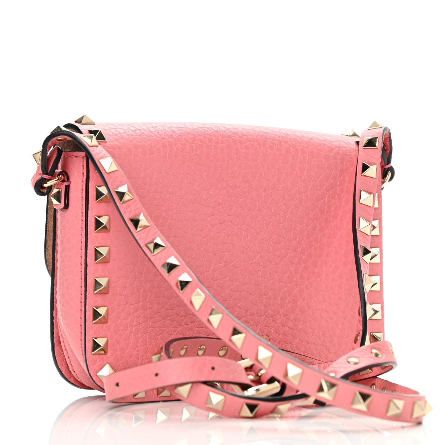 Valentino Garavani Pebbled Calfskin Rockstud Flap Crossbody Bag Paradise Rose 3 of 12