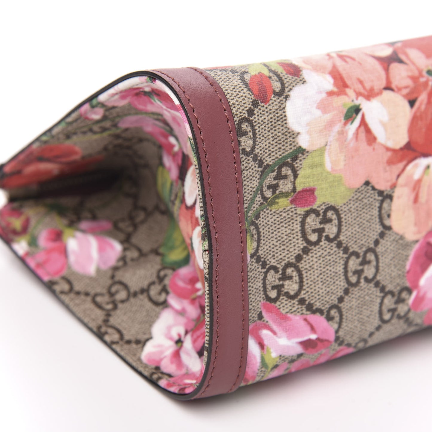 GG Supreme Monogram Blooms Small Cosmetic Case Beige Multicolor Dry Rose