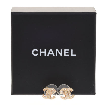 Chanel Crystal Timeless CC Earrings Light Gold 5 of 5