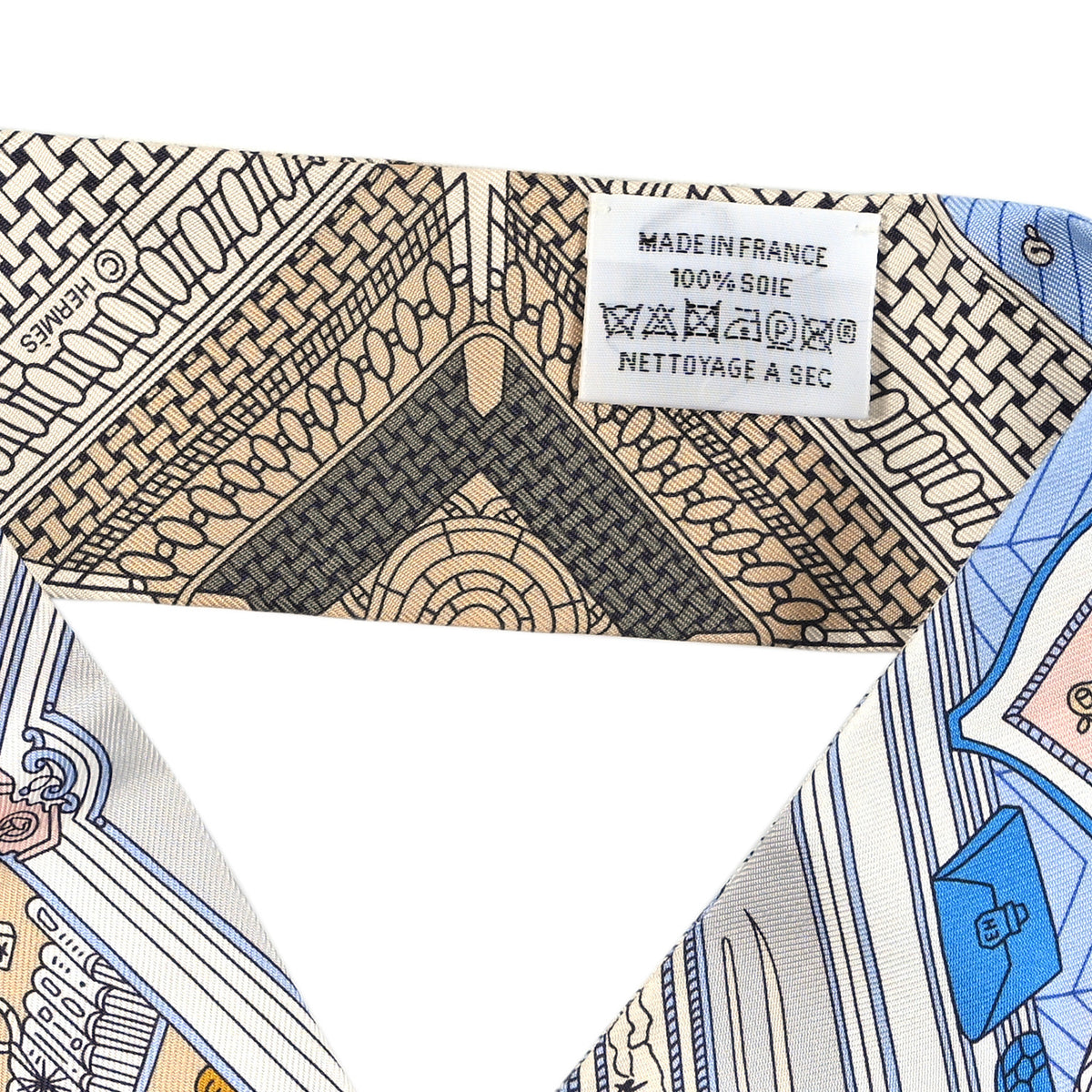Silk Objets De Curiosite Twilly Bleu Beige Rose Poudre