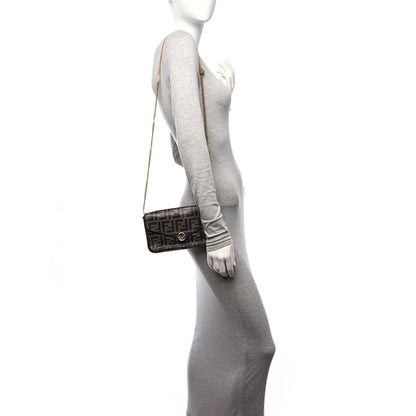 Fendi Vitello Soft F is Fendi Bi-Color FF 1974 Embossed Envelope Wallet On Chain with Pouches Maya Black 3 of 12