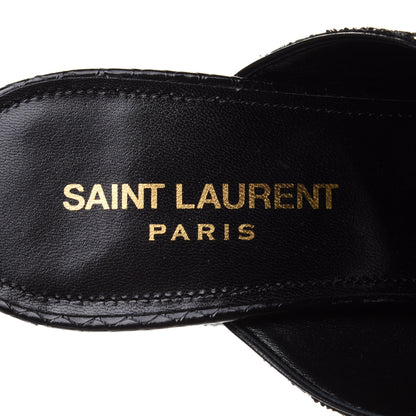 Saint Laurent Glitter LouLou 70 Mule Sandals 38.5 Black 6 of 9