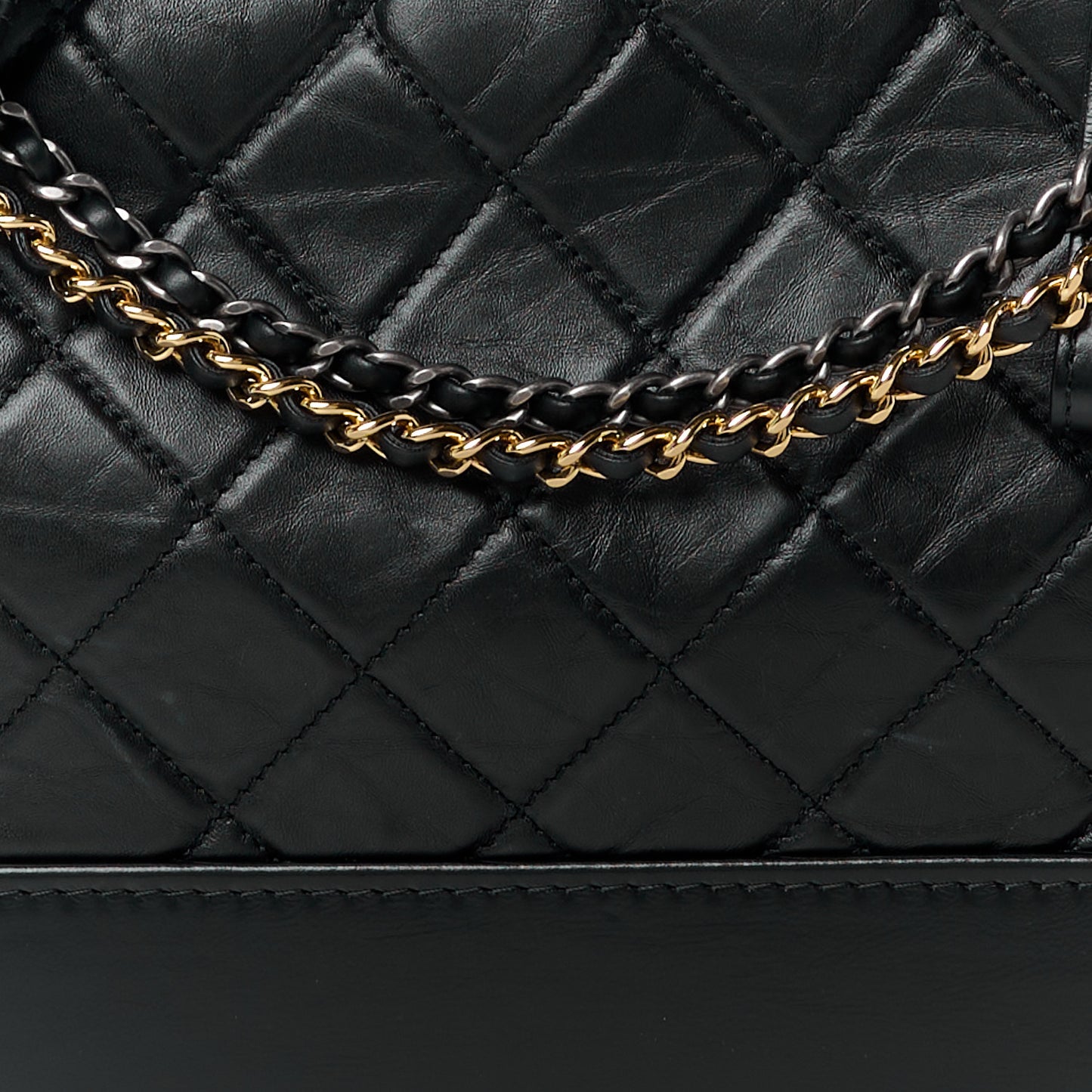 Aged Calfskin Quilted Medium Gabrielle Hobo Black