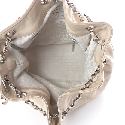 Chanel Lambskin Contrast Stitch Small Drawstring Tote Ivory 5 of 10
