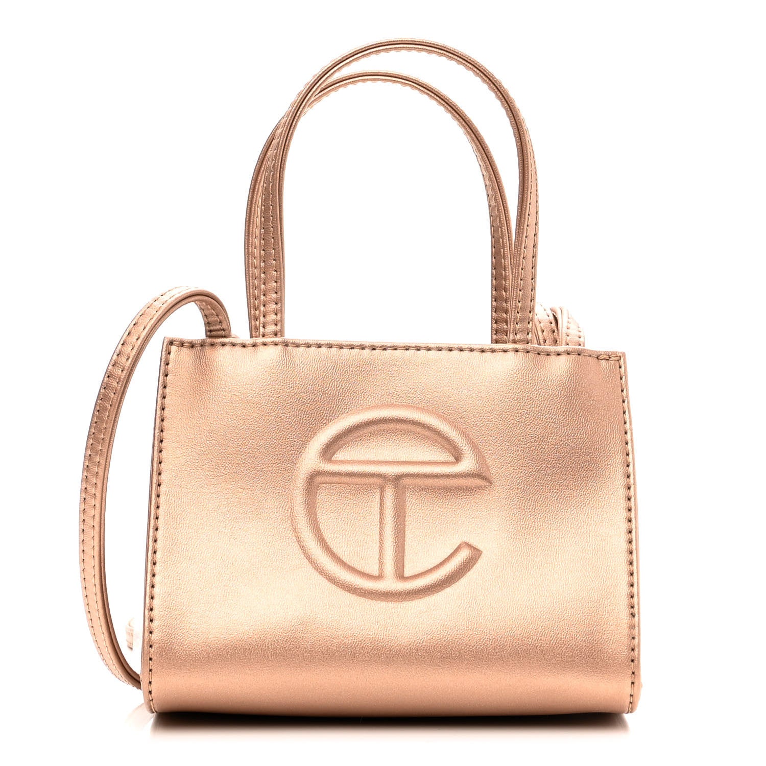 Telfar Metallic Vegan Leather Small Shopping Bag Copper 1 of 10