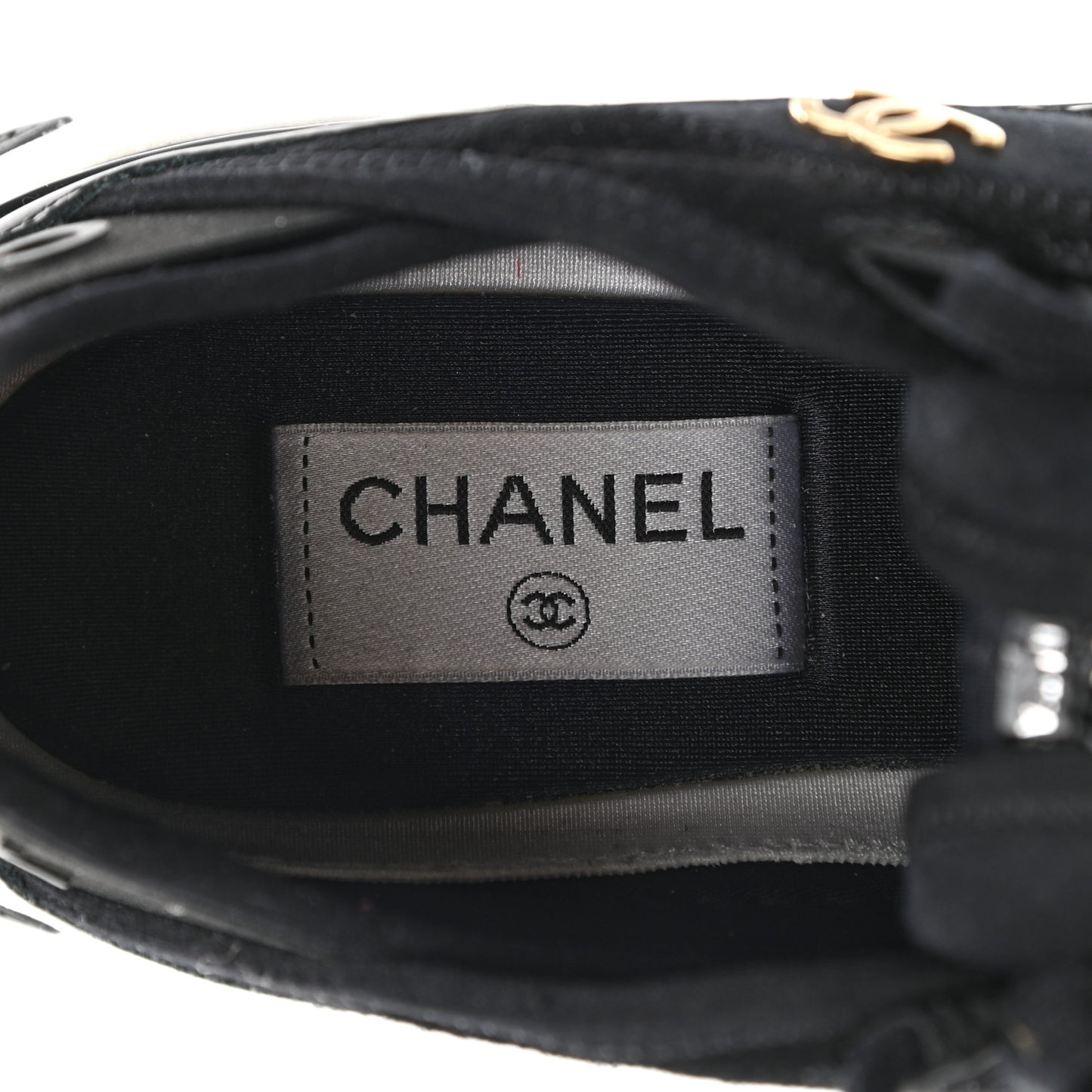 Velvet Calfskin Mixed Fibers CC Sneakers 38 Black
