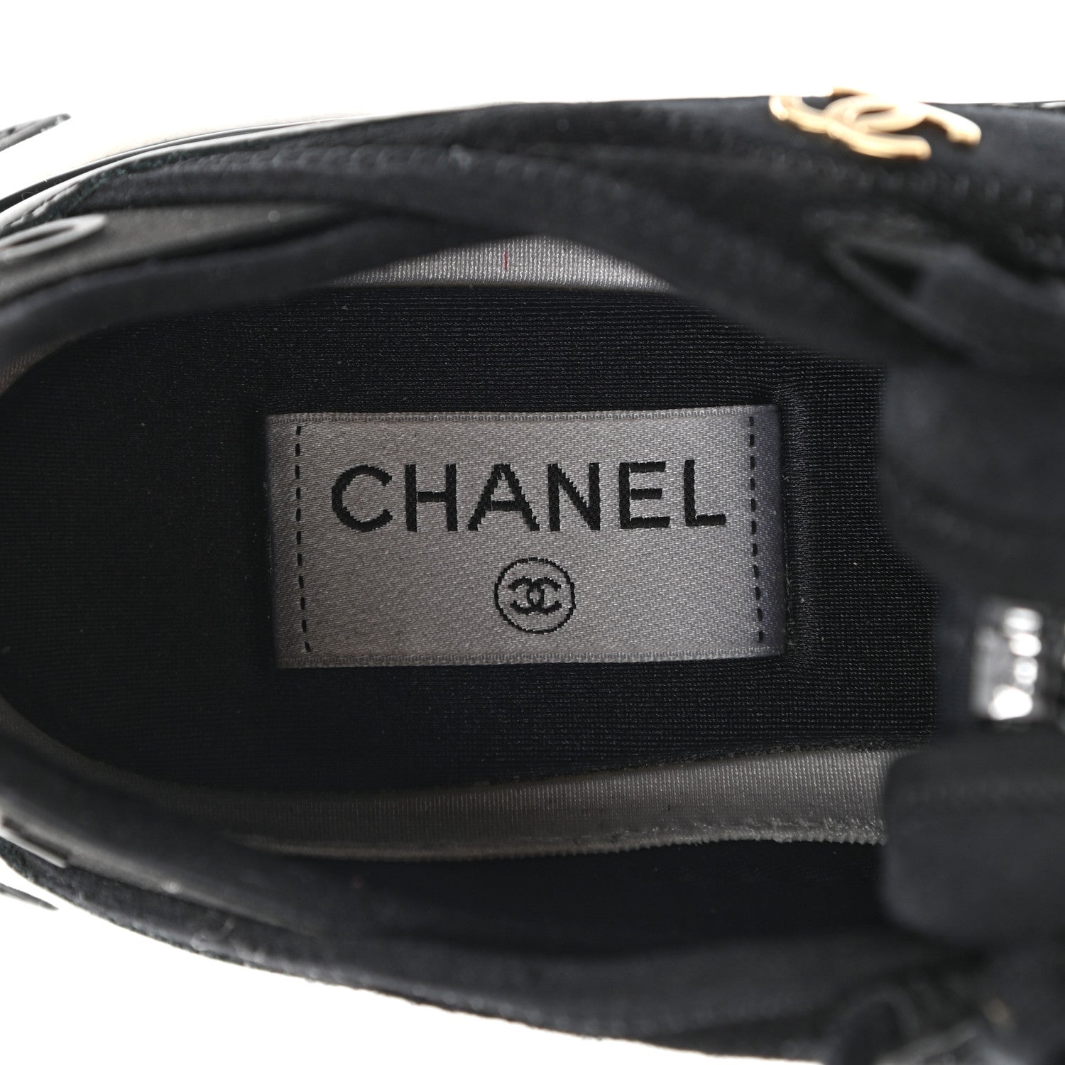Chanel Velvet Calfskin Mixed Fibers CC Sneakers 38 Black 7 of 14