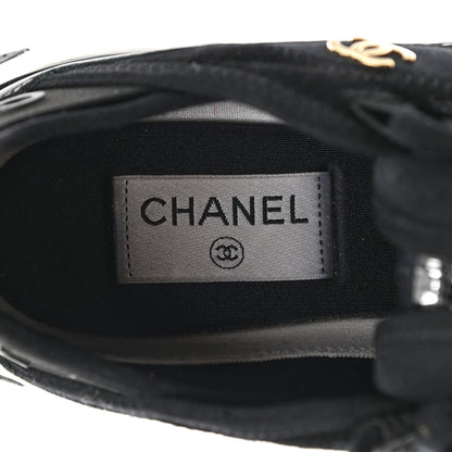 Chanel Velvet Calfskin Mixed Fibers CC Sneakers 38 Black 7 of 14