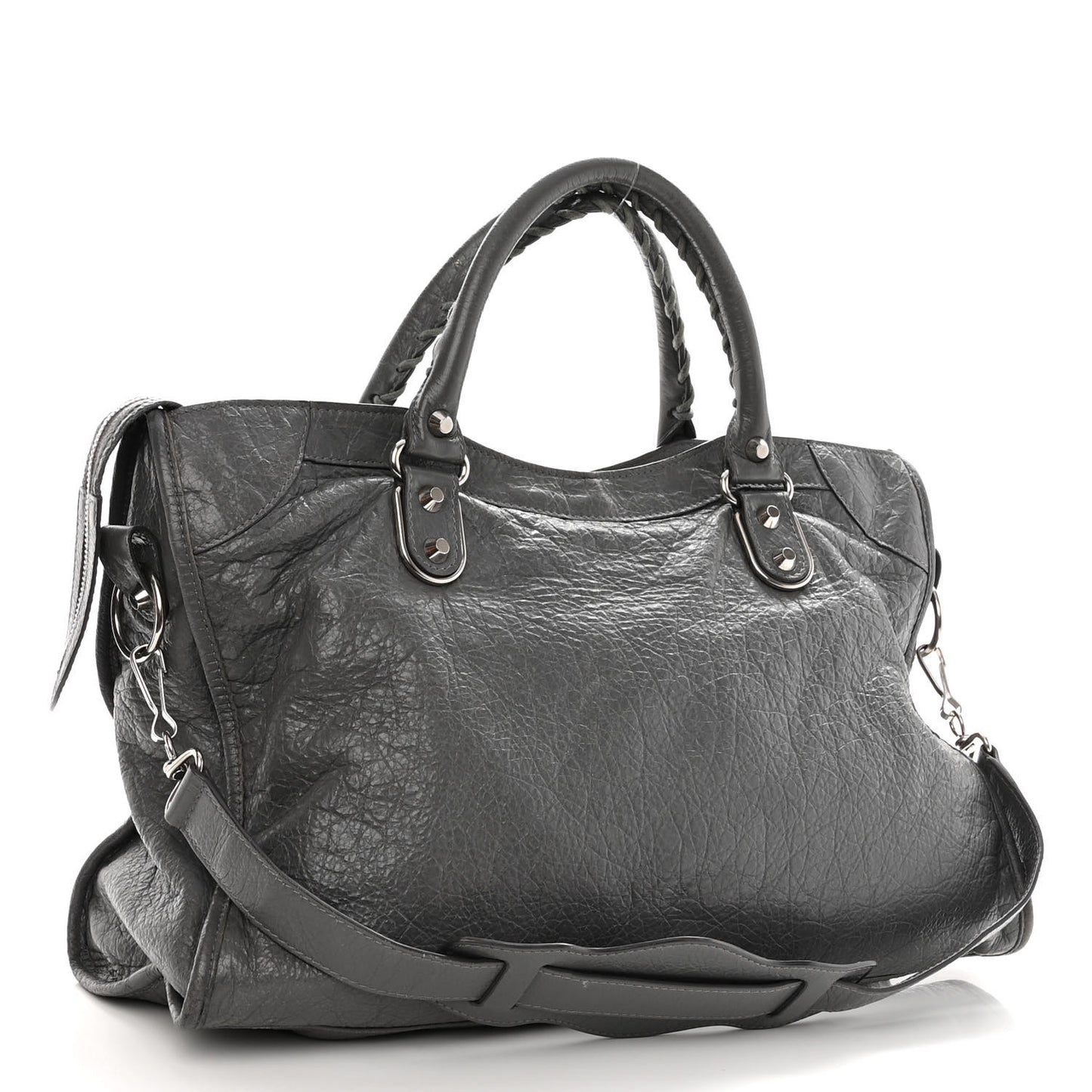 Agneau Silver Metallic Edge Hardware City Gris Cendre