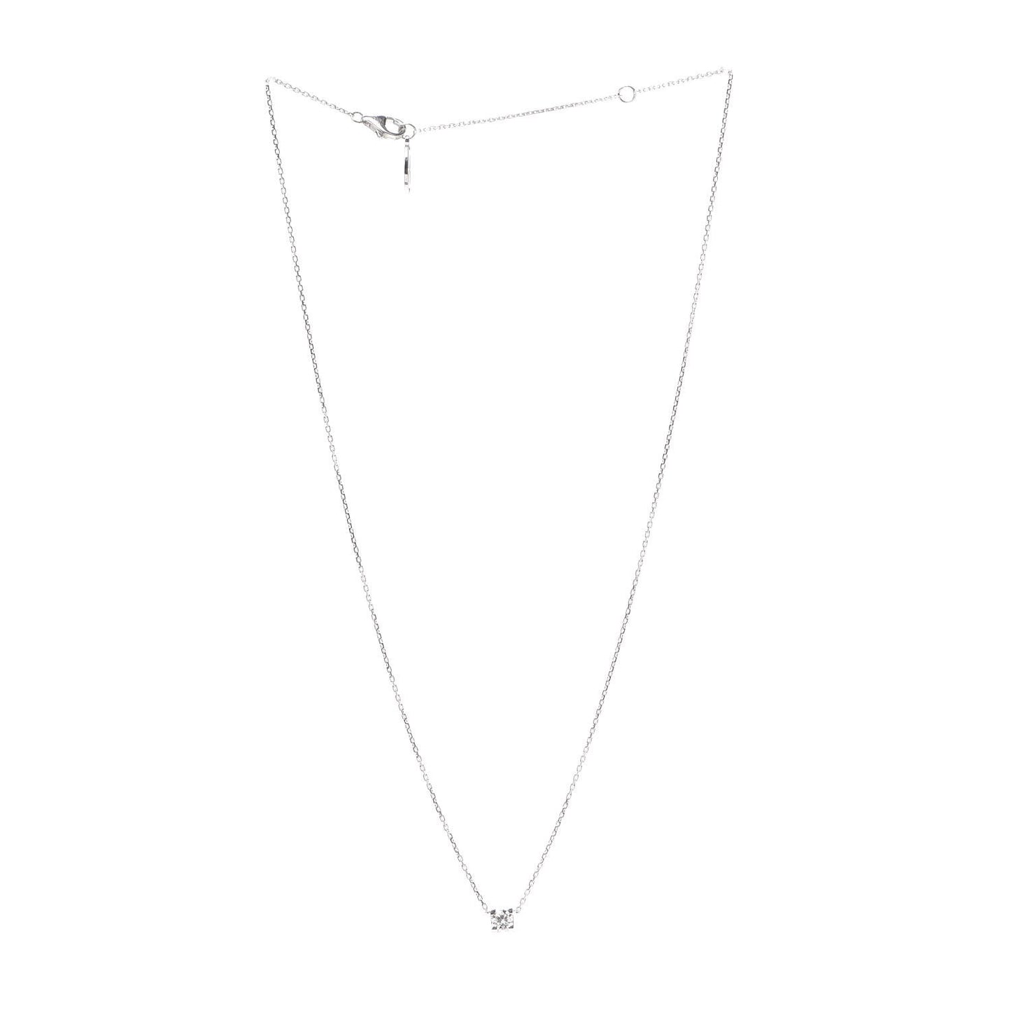 18K White Gold Diamond .24ct C De Cartier Pendant Necklace
