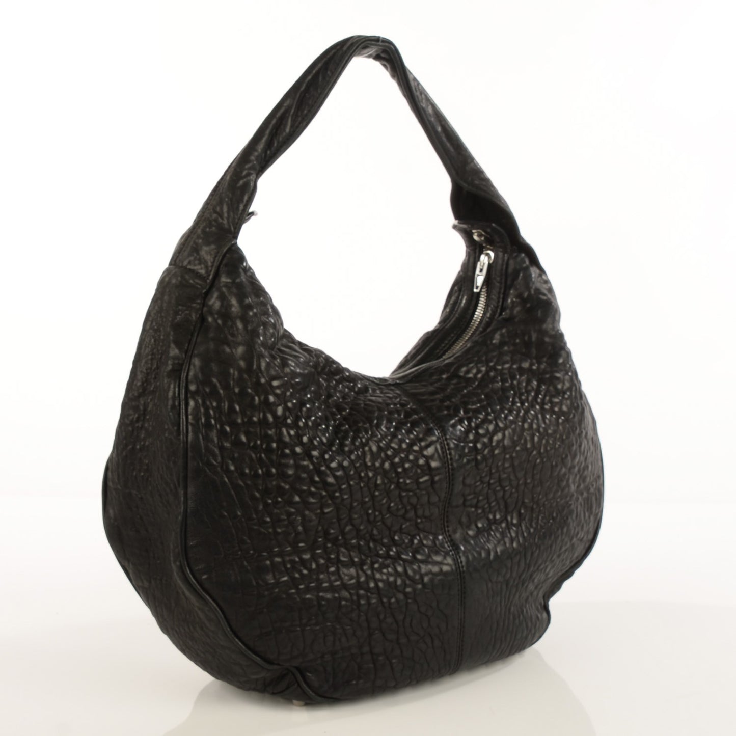 Pebbled Lambskin Morgan Hobo Black Silver Hardware