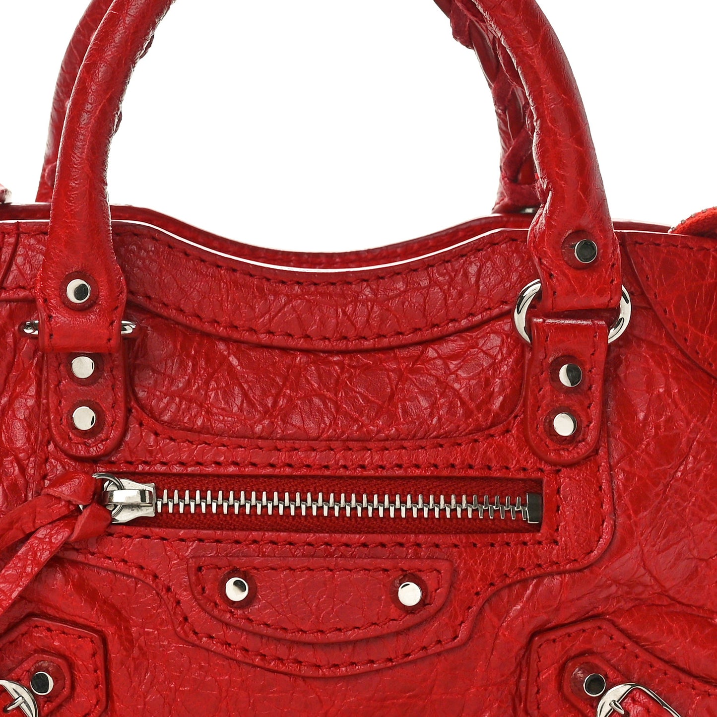Agneau Classic Silver Hardware Nano City Rouge Groseille